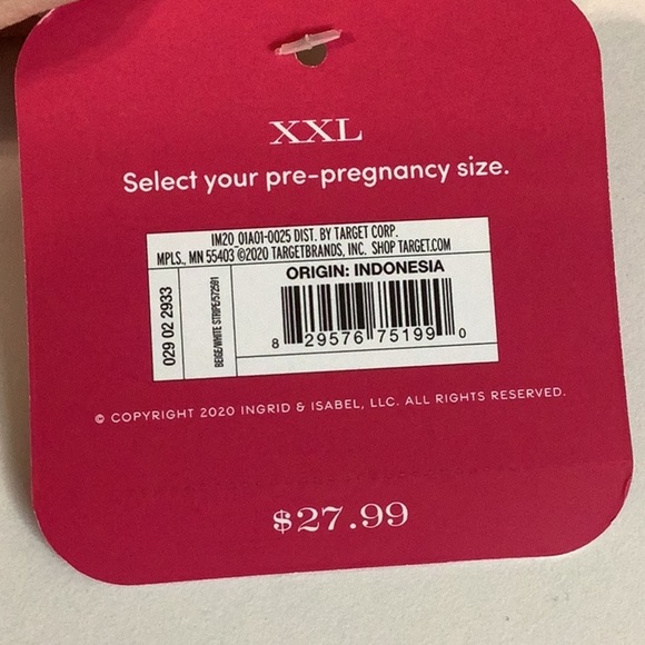 Ingrid & Isabel Maternity Size XXL Striped Short Flutter Sleeve Tie Top. New - Picture 6 of 8